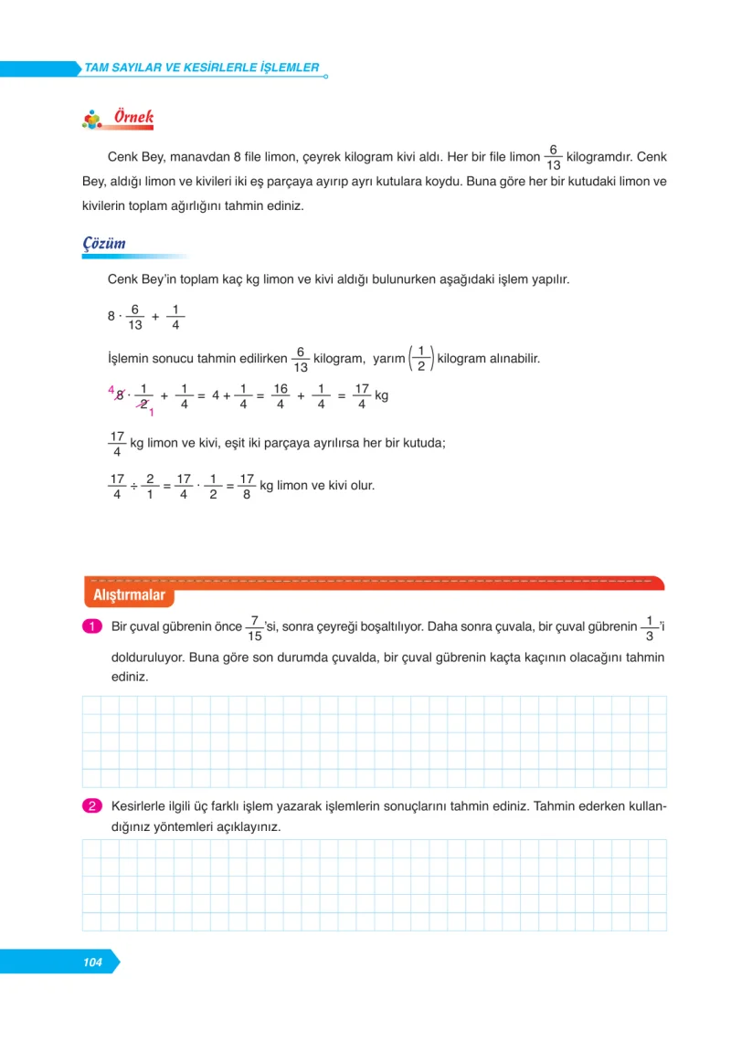 6. Sınıf Matematik Ders Kitabı Cevapları Ata Yayınları Sayfa 104