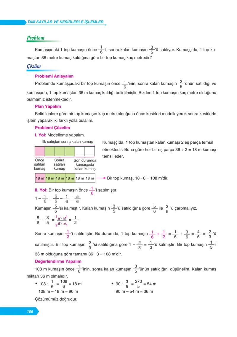 6. Sınıf Matematik Ders Kitabı Cevapları Ata Yayınları Sayfa 106