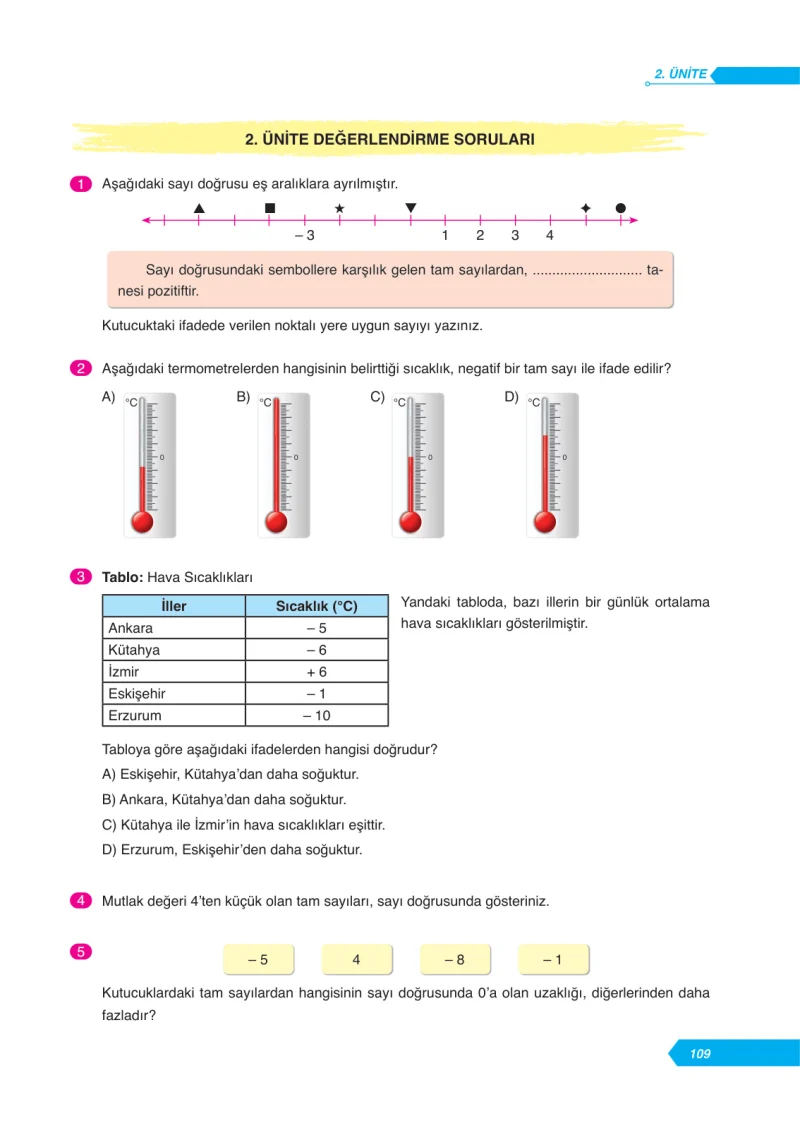 6. Sınıf Matematik Ders Kitabı Cevapları Ata Yayınları Sayfa 109