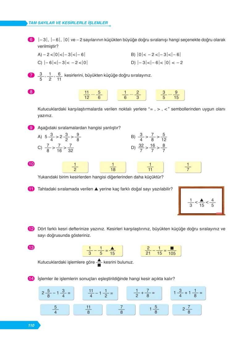 6. Sınıf Matematik Ders Kitabı Cevapları Ata Yayınları Sayfa 110