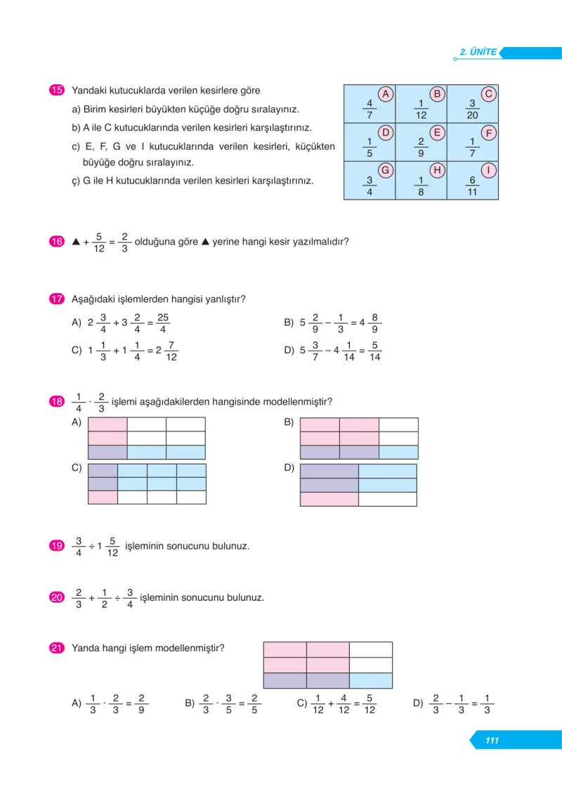 6. Sınıf Matematik Ders Kitabı Cevapları Ata Yayınları Sayfa 111