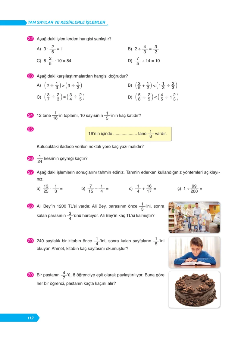 6. Sınıf Matematik Ders Kitabı Cevapları Ata Yayınları Sayfa 112