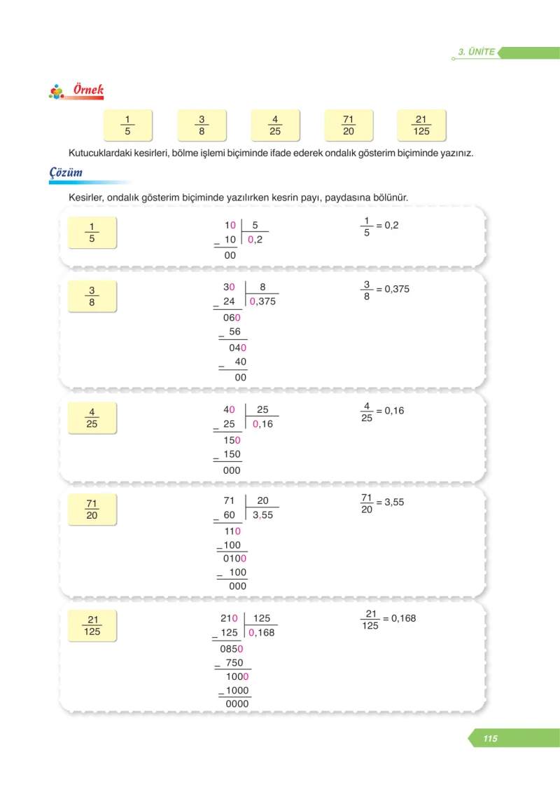 6. Sınıf Matematik Ders Kitabı Cevapları Ata Yayınları Sayfa 115