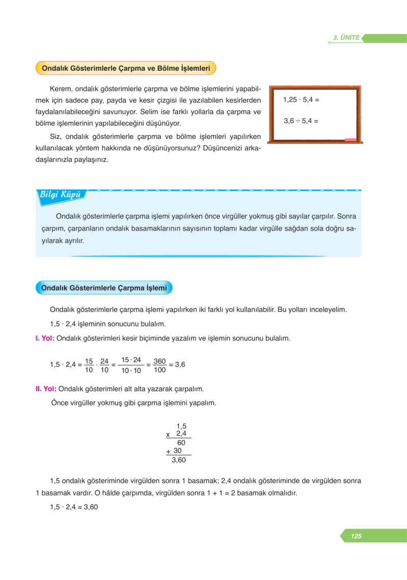6. Sınıf Matematik Ders Kitabı Cevapları Ata Yayınları Sayfa 125