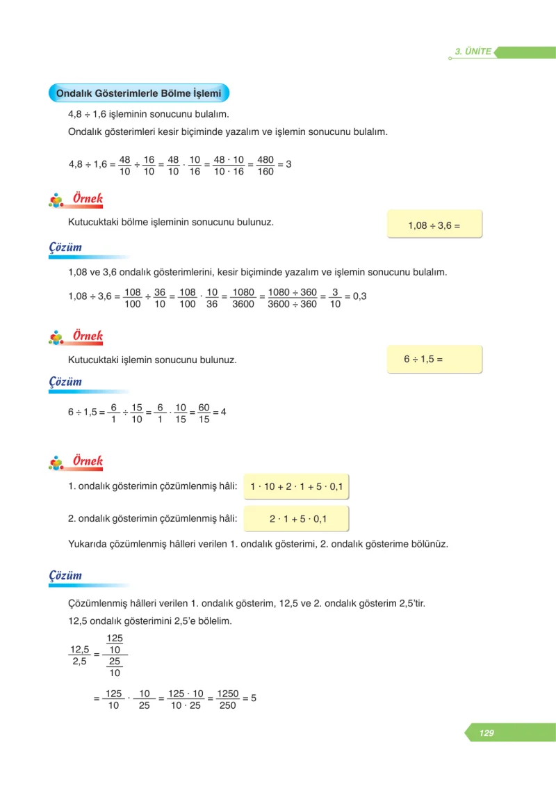 6. Sınıf Matematik Ders Kitabı Cevapları Ata Yayınları Sayfa 129