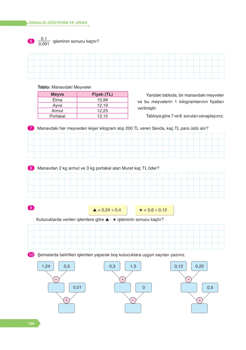 6. Sınıf Matematik Ders Kitabı Cevapları Ata Yayınları Sayfa 134