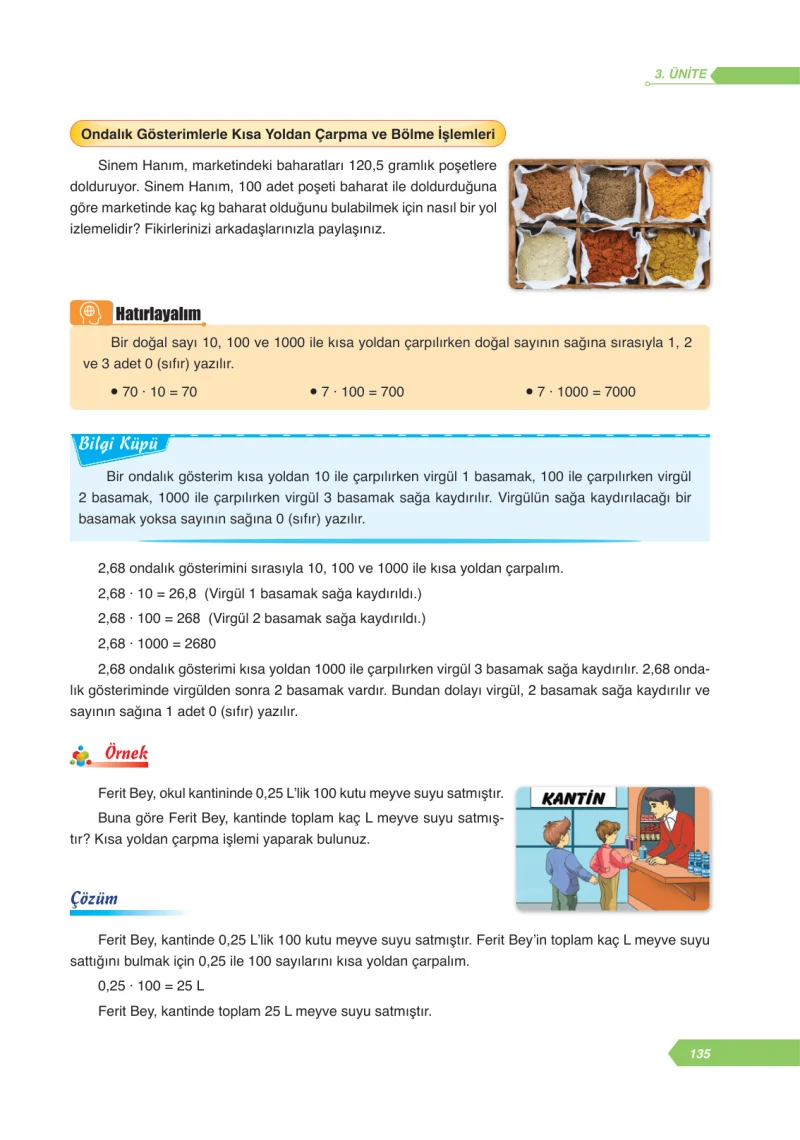 6. Sınıf Matematik Ders Kitabı Cevapları Ata Yayınları Sayfa 135