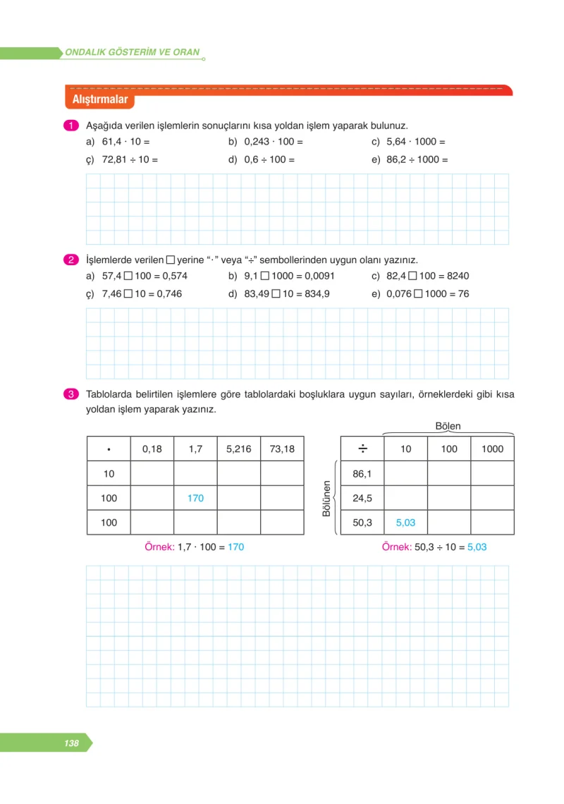 6. Sınıf Matematik Ders Kitabı Cevapları Ata Yayınları Sayfa 138