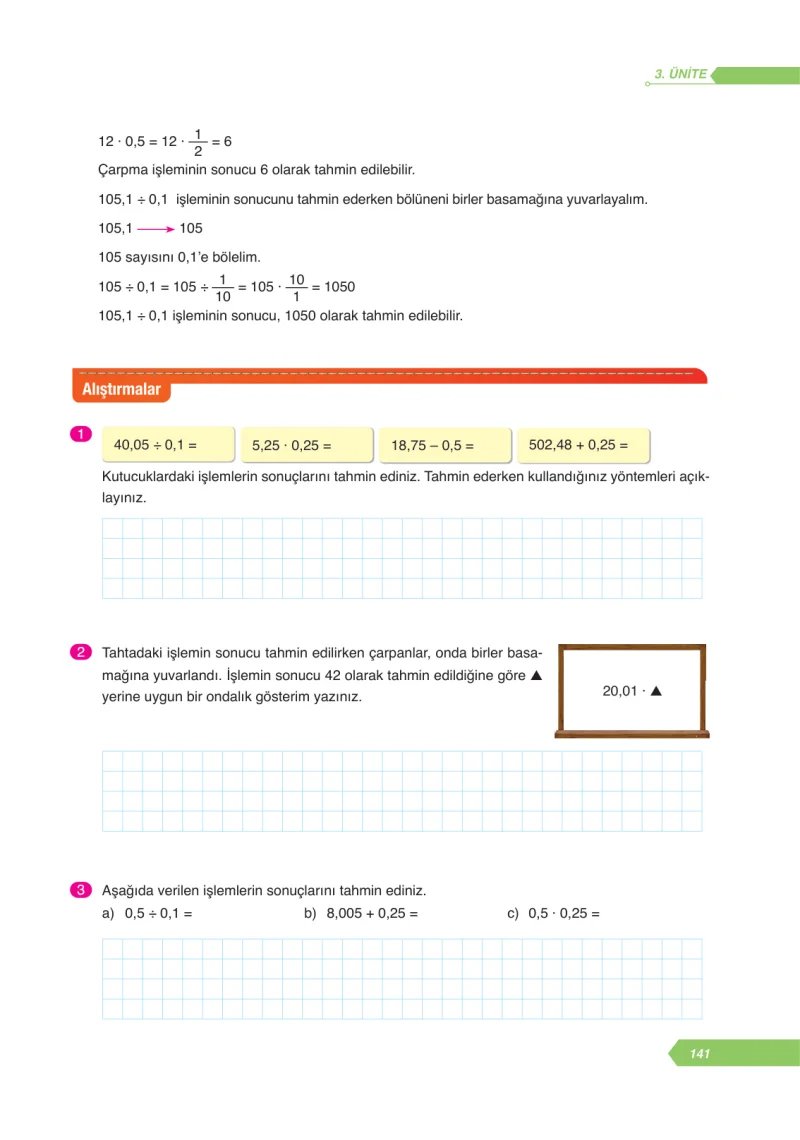 6. Sınıf Matematik Ders Kitabı Cevapları Ata Yayınları Sayfa 141