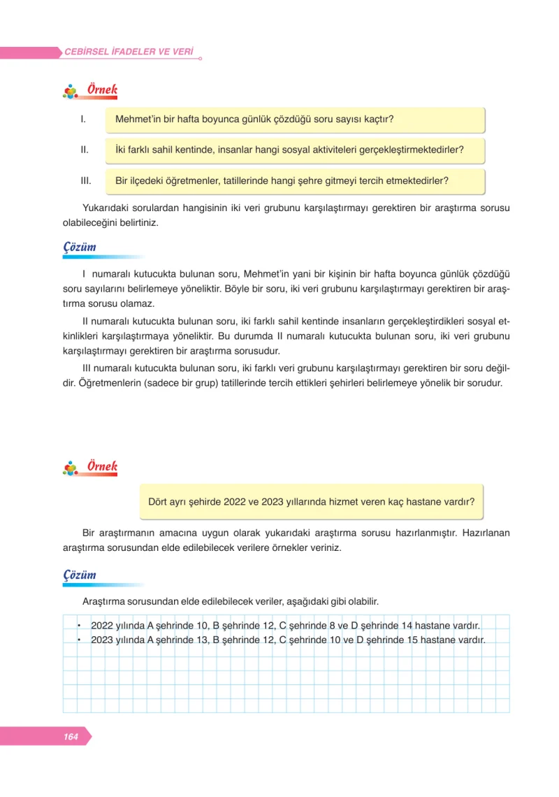 6. Sınıf Matematik Ders Kitabı Cevapları Ata Yayınları Sayfa 164