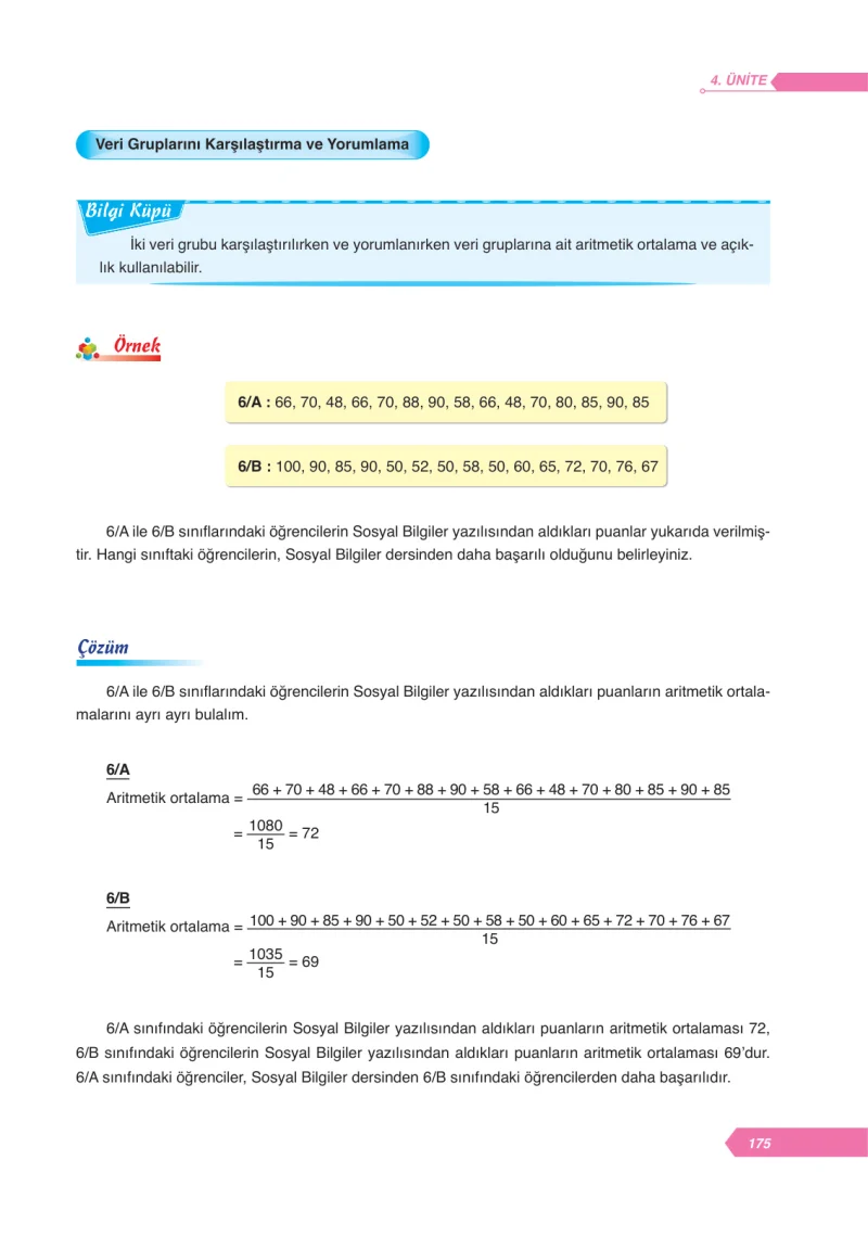 6. Sınıf Matematik Ders Kitabı Cevapları Ata Yayınları Sayfa 175