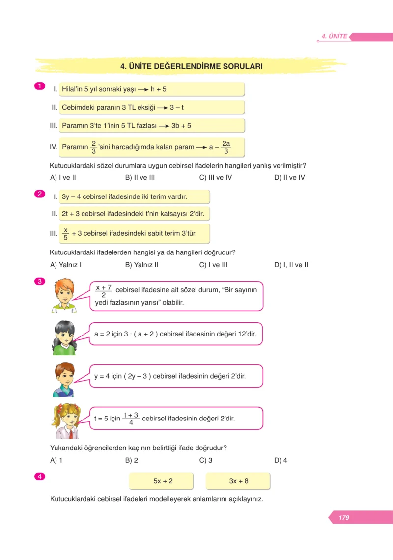 6. Sınıf Matematik Ders Kitabı Cevapları Ata Yayınları Sayfa 179