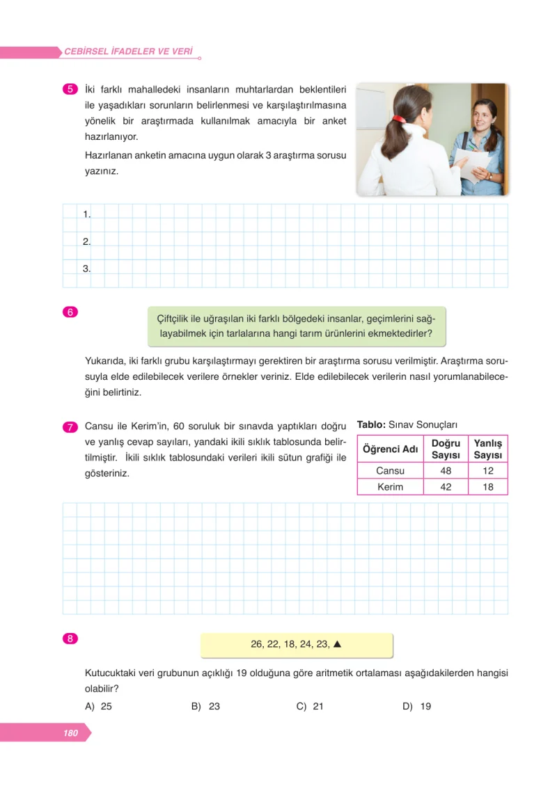 6. Sınıf Matematik Ders Kitabı Cevapları Ata Yayınları Sayfa 180