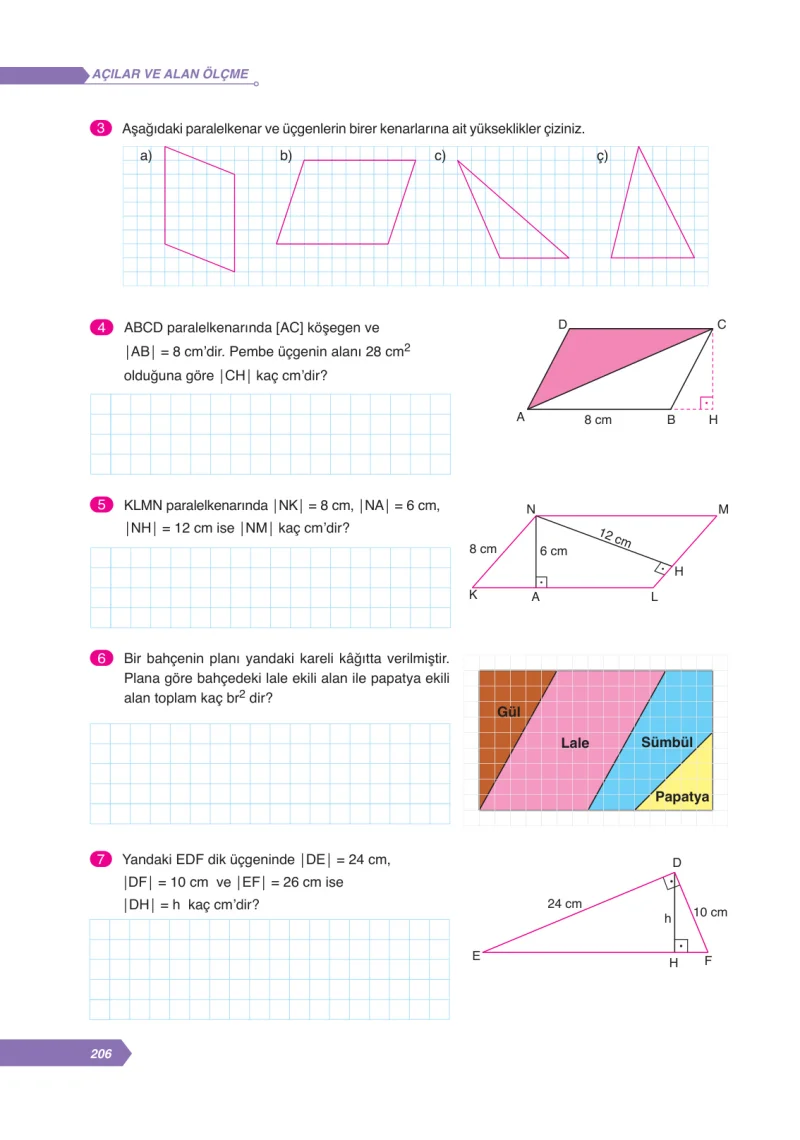 6. Sınıf Matematik Ders Kitabı Cevapları Ata Yayınları Sayfa 206