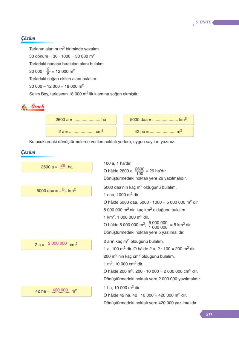 6. Sınıf Matematik Ders Kitabı Cevapları Ata Yayınları Sayfa 211