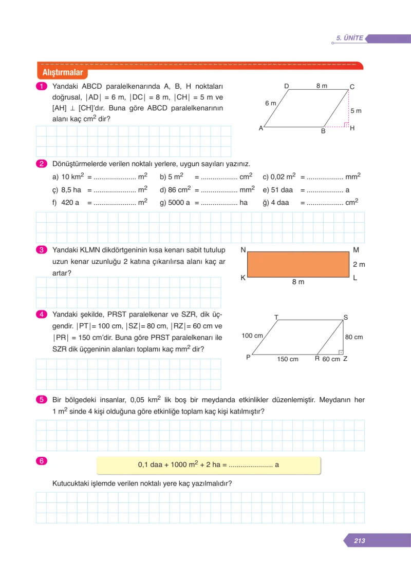 6. Sınıf Matematik Ders Kitabı Cevapları Ata Yayınları Sayfa 213