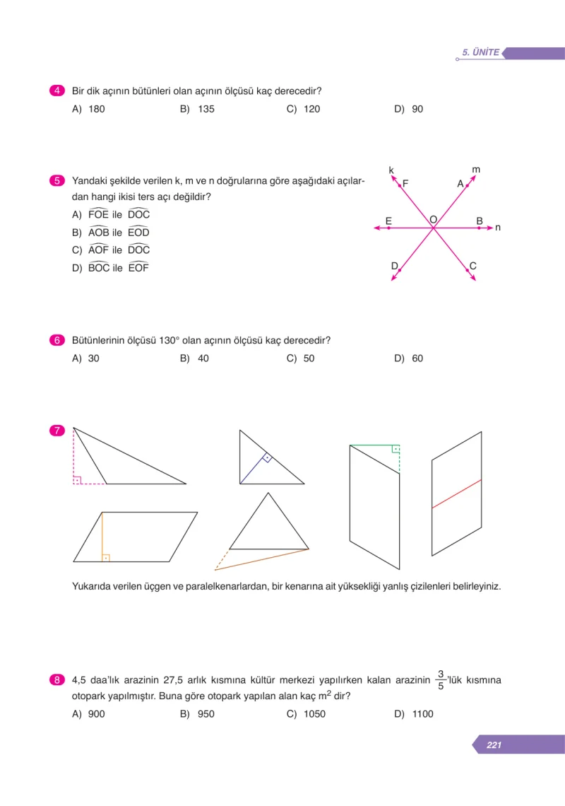 6. Sınıf Matematik Ders Kitabı Cevapları Ata Yayınları Sayfa 221
