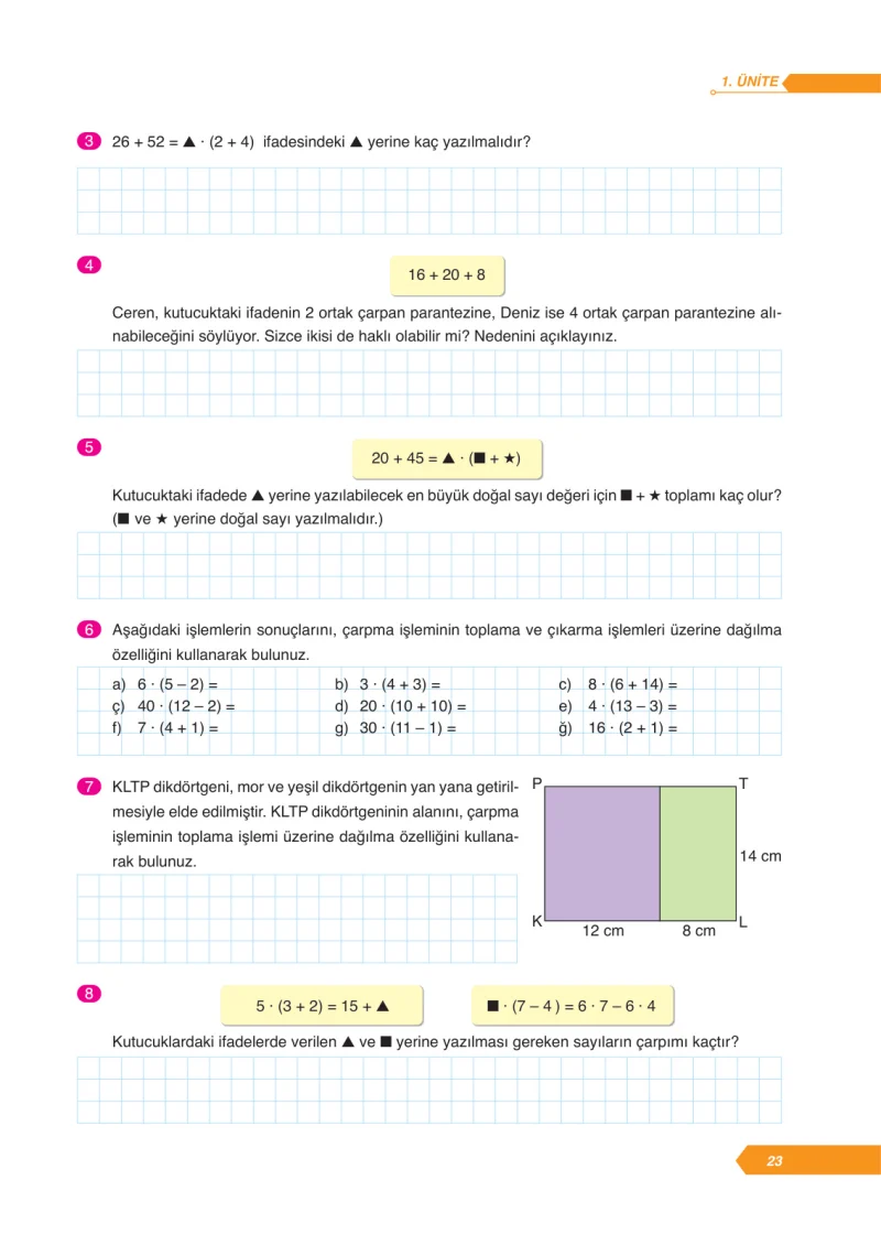 6. Sınıf Matematik Ders Kitabı Cevapları Ata Yayınları Sayfa 23