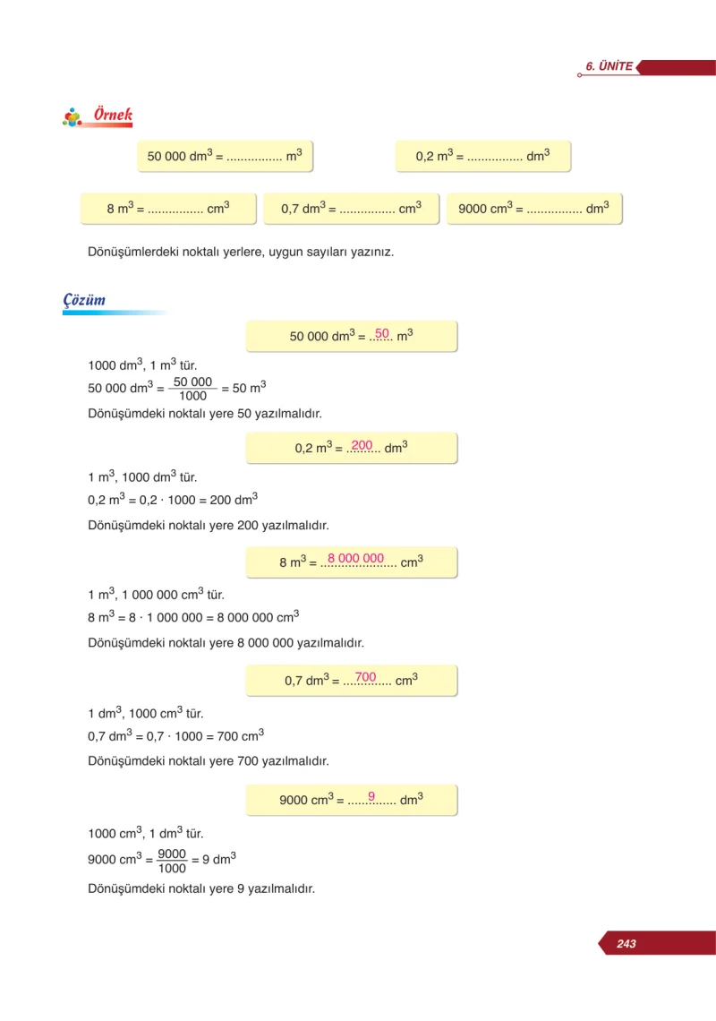 6. Sınıf Matematik Ders Kitabı Cevapları Ata Yayınları Sayfa 243
