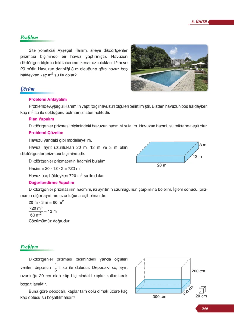 6. Sınıf Matematik Ders Kitabı Cevapları Ata Yayınları Sayfa 249