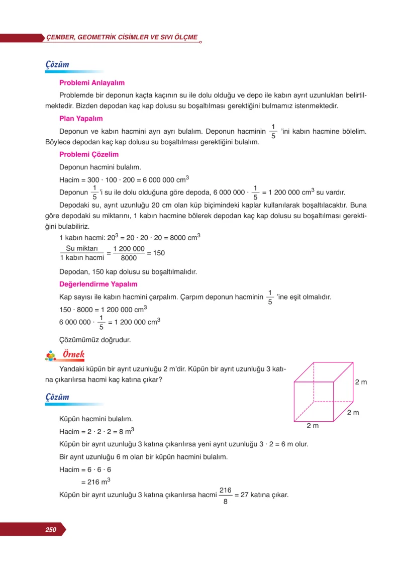6. Sınıf Matematik Ders Kitabı Cevapları Ata Yayınları Sayfa 250