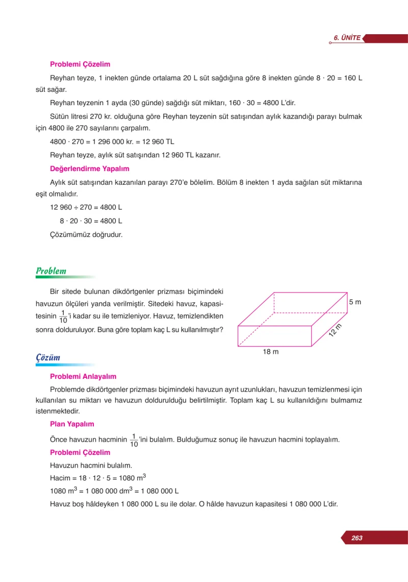 6. Sınıf Matematik Ders Kitabı Cevapları Ata Yayınları Sayfa 263