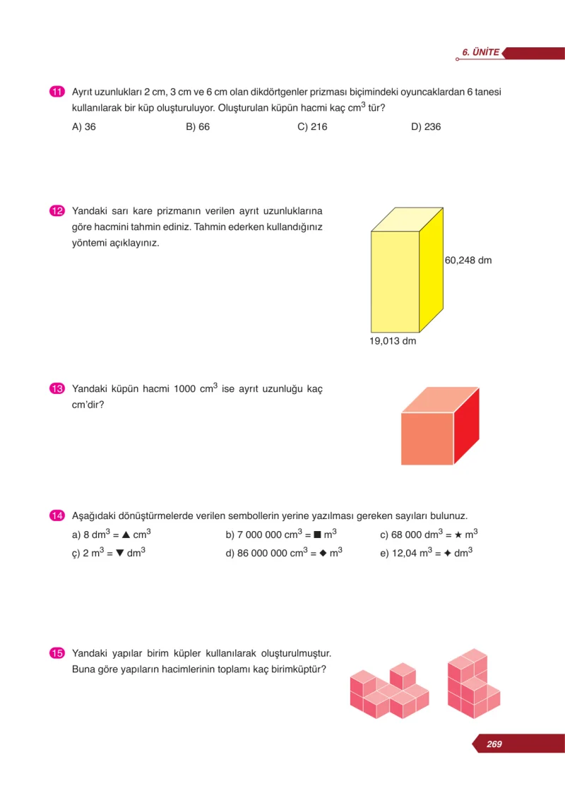 6. Sınıf Matematik Ders Kitabı Cevapları Ata Yayınları Sayfa 269