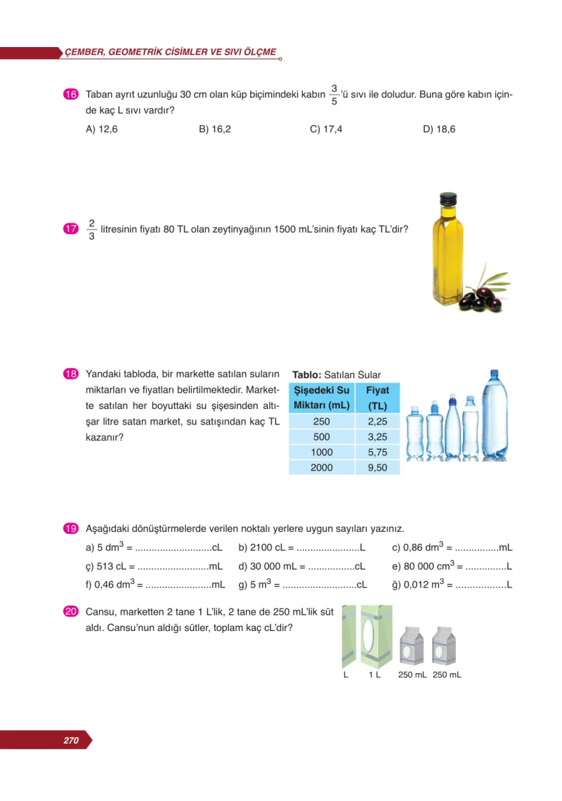 6. Sınıf Matematik Ders Kitabı Cevapları Ata Yayınları Sayfa 270