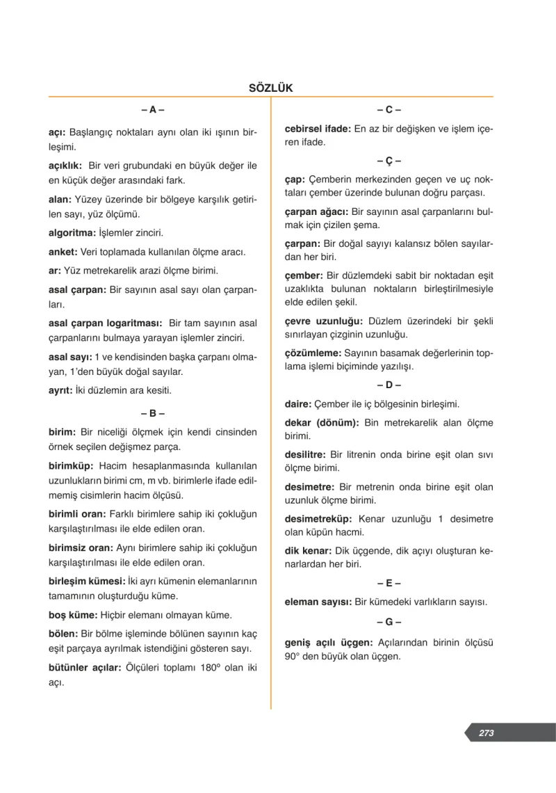 6. Sınıf Matematik Ders Kitabı Cevapları Ata Yayınları Sayfa 273