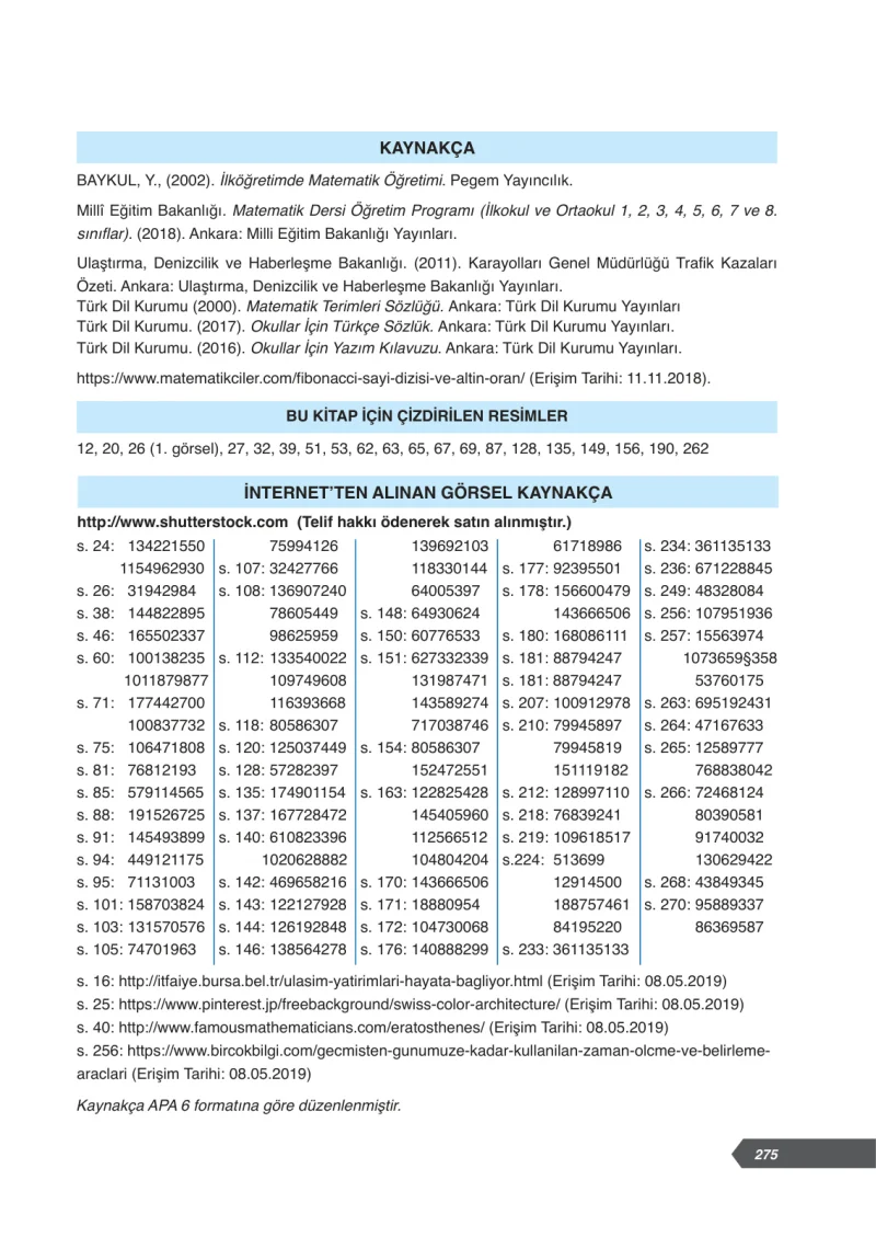 6. Sınıf Matematik Ders Kitabı Cevapları Ata Yayınları Sayfa 275