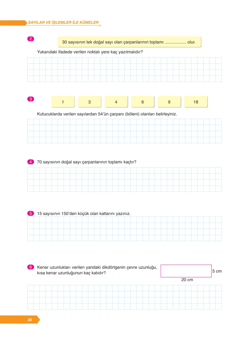 6. Sınıf Matematik Ders Kitabı Cevapları Ata Yayınları Sayfa 30