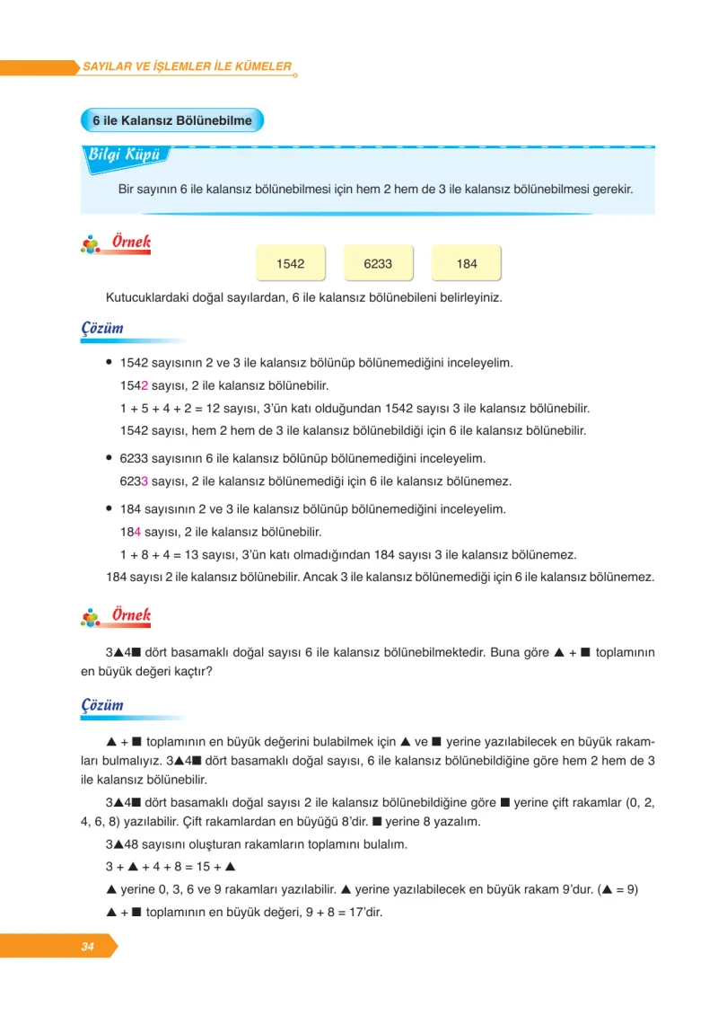 6. Sınıf Matematik Ders Kitabı Cevapları Ata Yayınları Sayfa 34