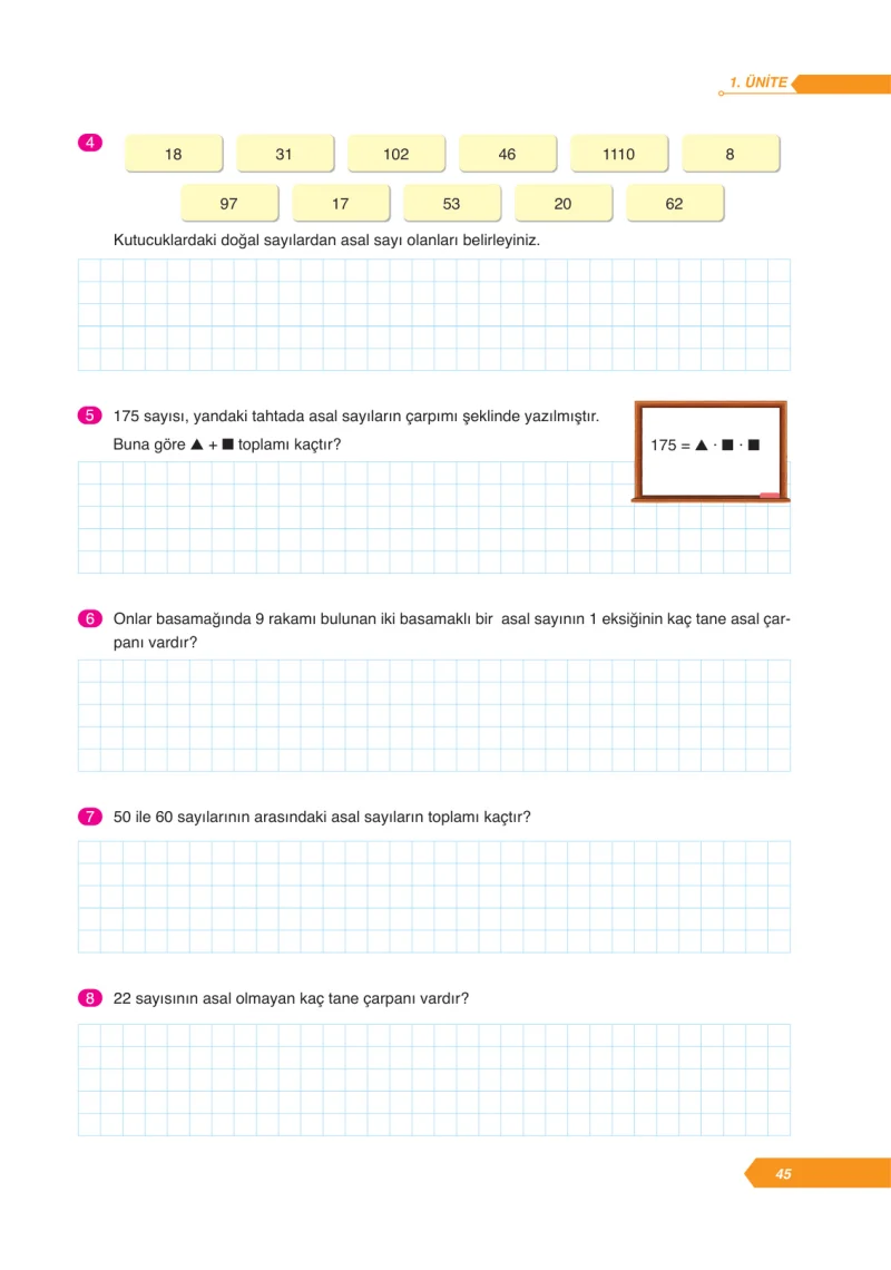 6. Sınıf Matematik Ders Kitabı Cevapları Ata Yayınları Sayfa 45