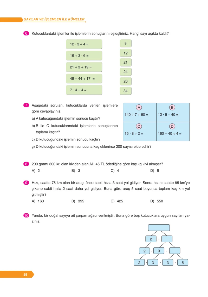 6. Sınıf Matematik Ders Kitabı Cevapları Ata Yayınları Sayfa 56
