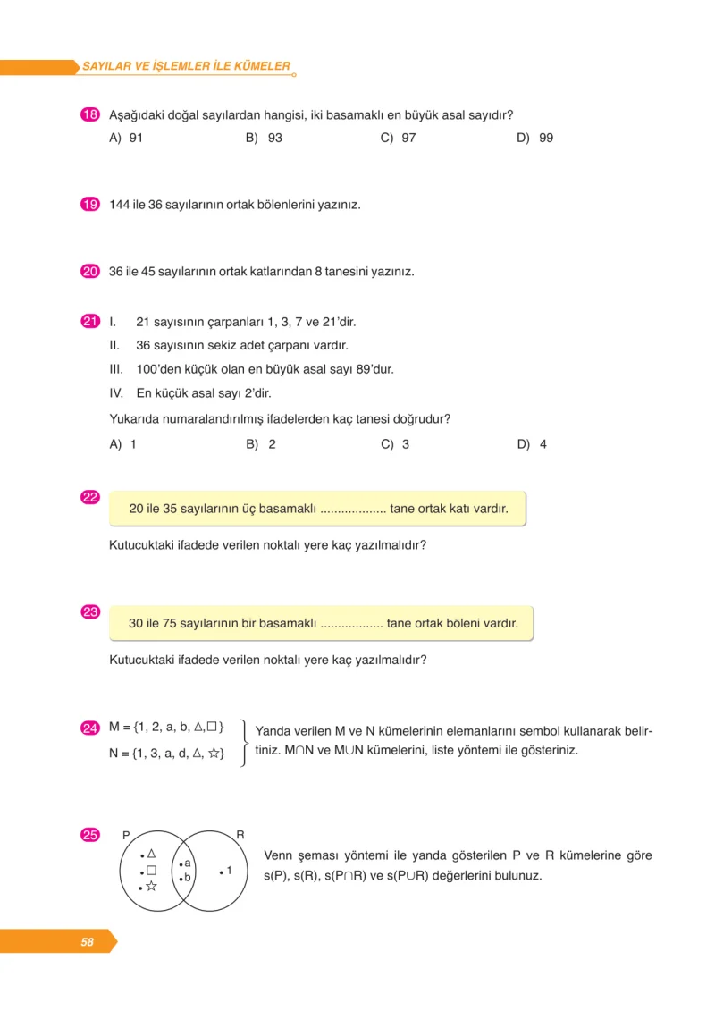 6. Sınıf Matematik Ders Kitabı Cevapları Ata Yayınları Sayfa 58