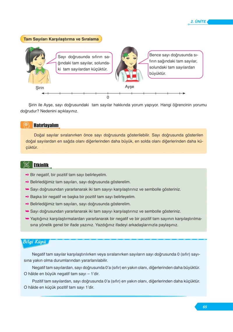 6. Sınıf Matematik Ders Kitabı Cevapları Ata Yayınları Sayfa 65
