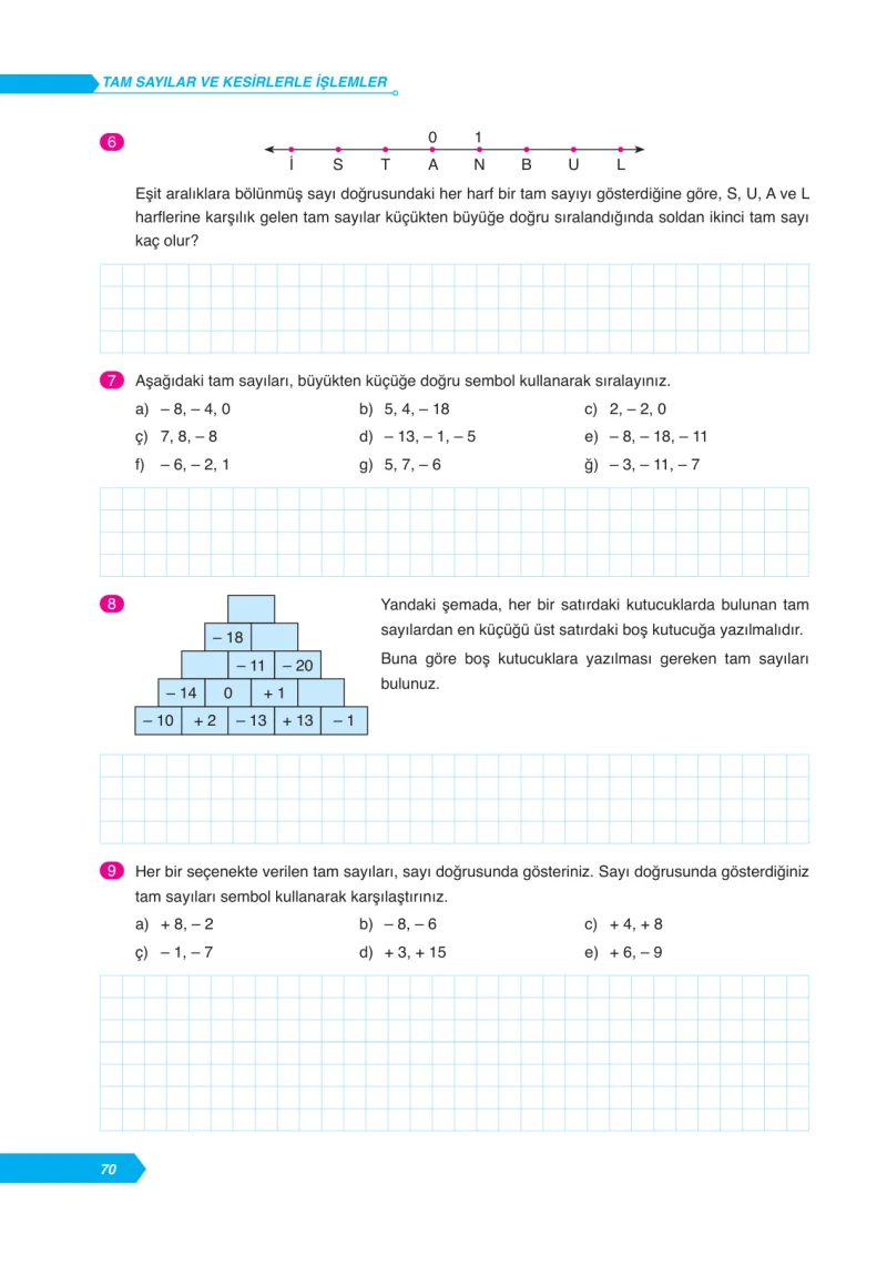 6. Sınıf Matematik Ders Kitabı Cevapları Ata Yayınları Sayfa 70