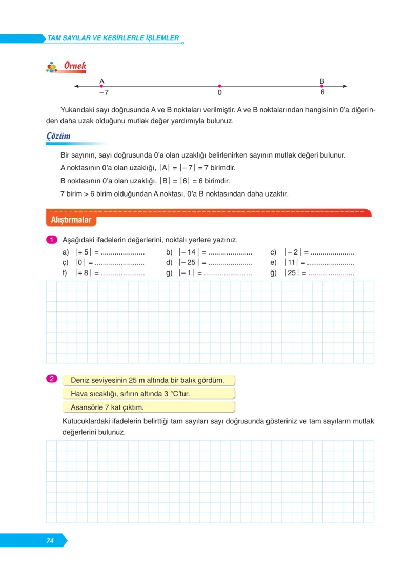 6. Sınıf Matematik Ders Kitabı Cevapları Ata Yayınları Sayfa 74