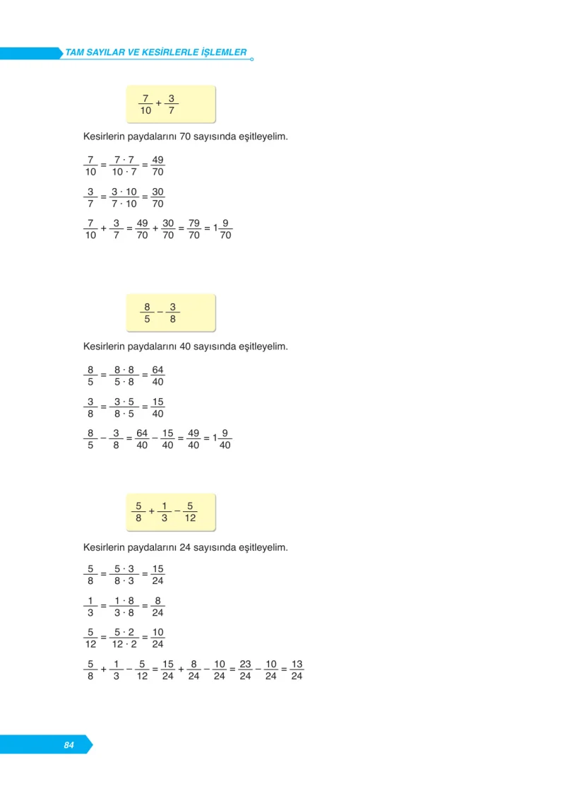 6. Sınıf Matematik Ders Kitabı Cevapları Ata Yayınları Sayfa 84