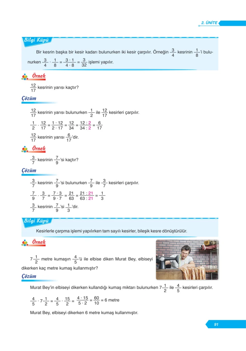 6. Sınıf Matematik Ders Kitabı Cevapları Ata Yayınları Sayfa 91