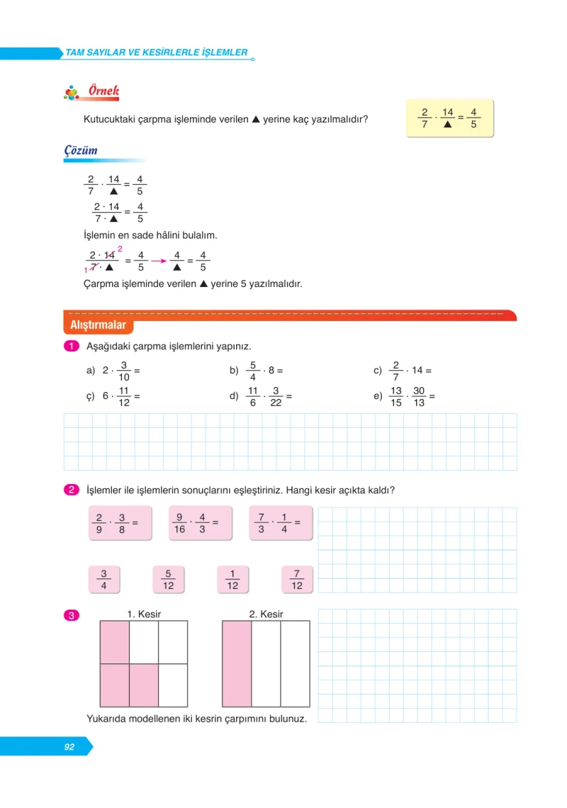 6. Sınıf Matematik Ders Kitabı Cevapları Ata Yayınları Sayfa 92