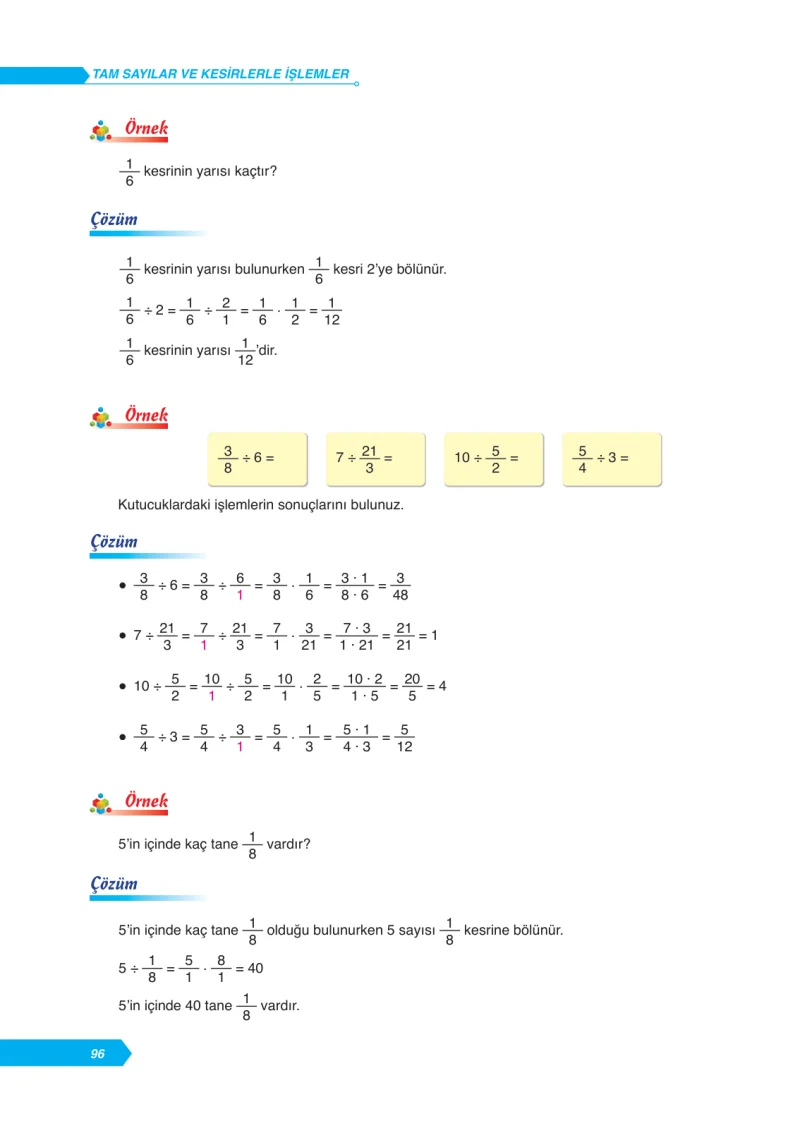 6. Sınıf Matematik Ders Kitabı Cevapları Ata Yayınları Sayfa 96