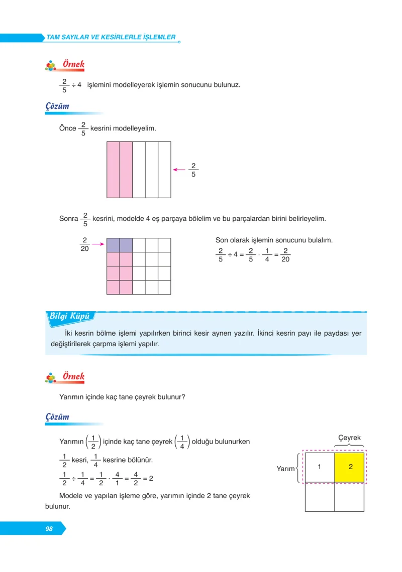 6. Sınıf Matematik Ders Kitabı Cevapları Ata Yayınları Sayfa 98