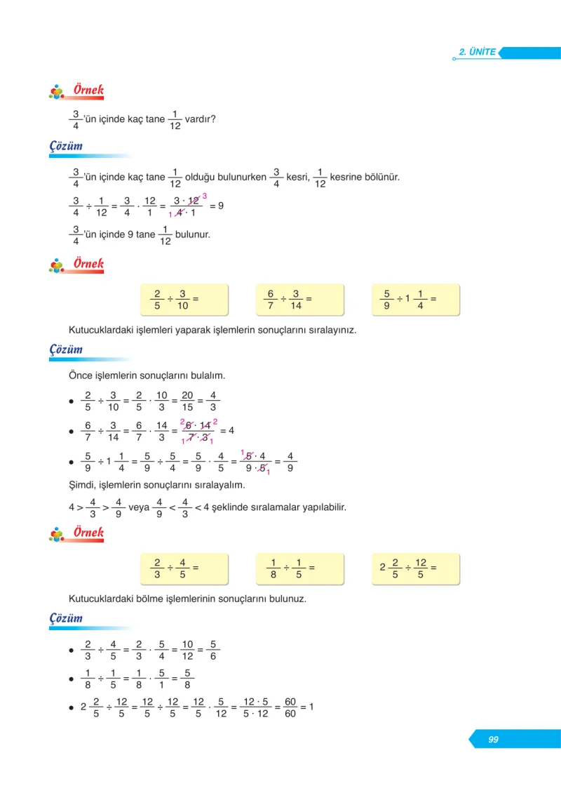 6. Sınıf Matematik Ders Kitabı Cevapları Ata Yayınları Sayfa 99