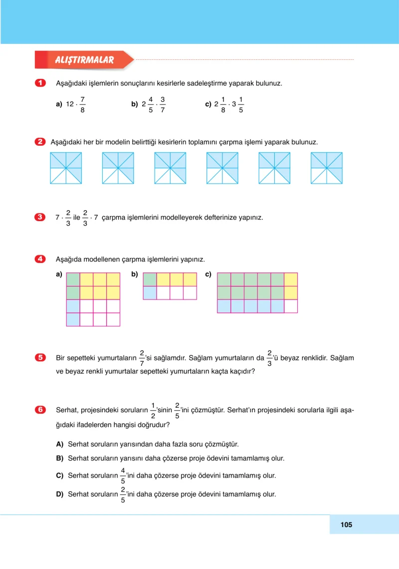 6. Sınıf Matematik Ders Kitabı Cevapları Doğa Yayınları Sayfa 105