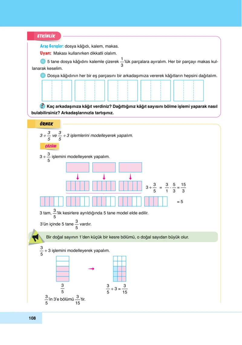 6. Sınıf Matematik Ders Kitabı Cevapları Doğa Yayınları Sayfa 108
