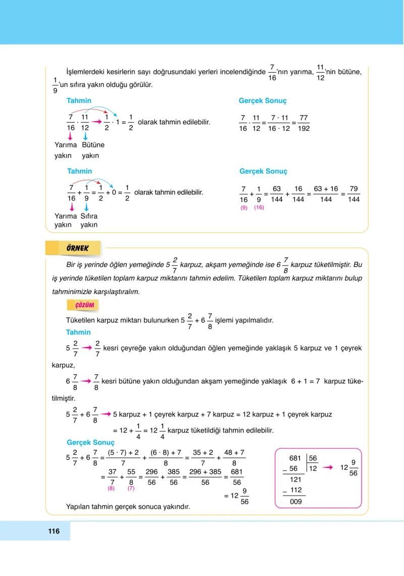 6. Sınıf Matematik Ders Kitabı Cevapları Doğa Yayınları Sayfa 116