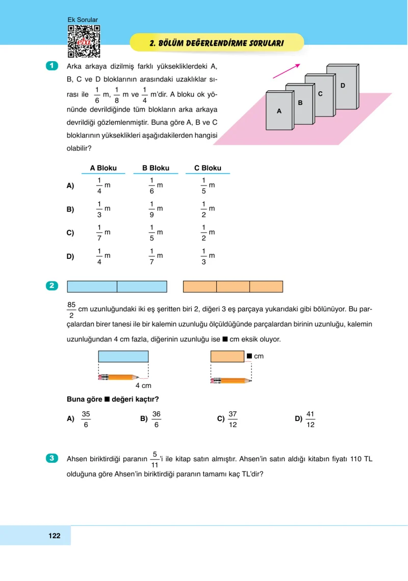 6. Sınıf Matematik Ders Kitabı Cevapları Doğa Yayınları Sayfa 122