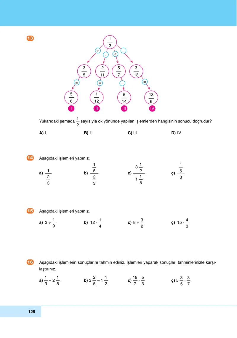 6. Sınıf Matematik Ders Kitabı Cevapları Doğa Yayınları Sayfa 126