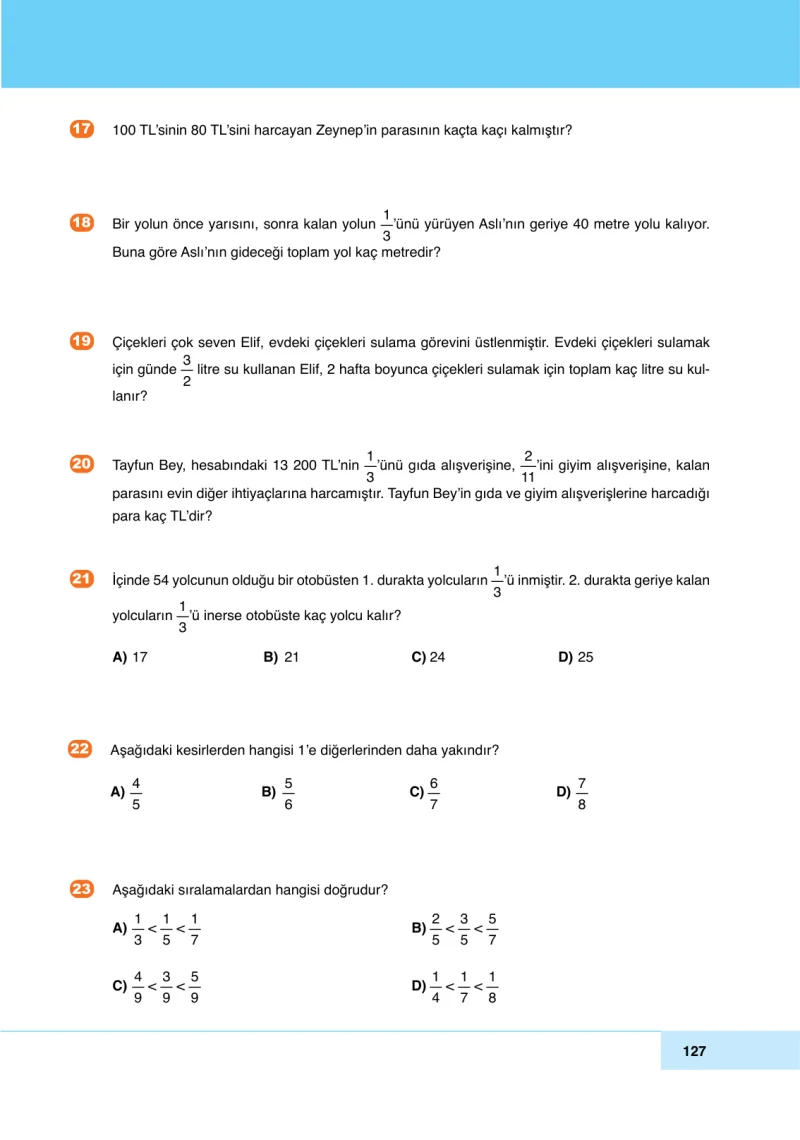 6. Sınıf Matematik Ders Kitabı Cevapları Doğa Yayınları Sayfa 127